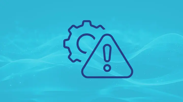 A troubleshooting icon on a light blue background