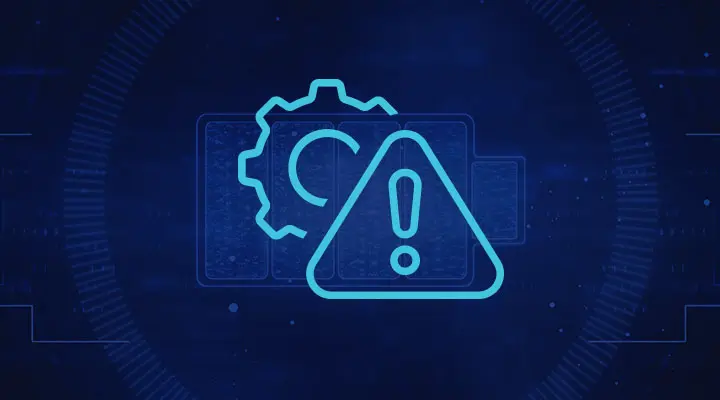 A troubleshooting icon on a dark blue background